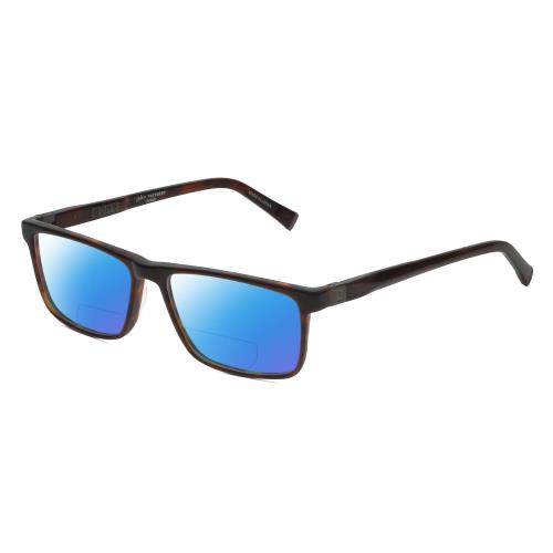 John Varvatos V404 Unisex Polarized Bifocal Sunglass Brown Tortoise Havana 56 mm - Frame: Multicolor, Lens: Blue Mirror