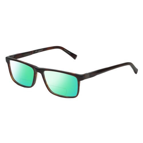 John Varvatos V404 Unisex Polarized Bifocal Sunglass Brown Tortoise Havana 56 mm Green Mirror