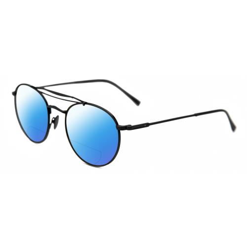 John Varvatos V547 Unisex Pilot Polarized Bifocal Sunglasses Black 52mm 41 Opt Blue Mirror