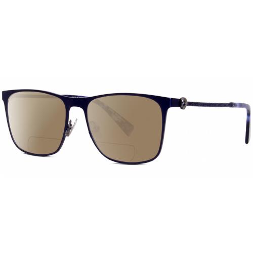 John Varvatos V182 Unisex Polarized Bifocal Sunglass in Navy Blue Gunmetal 55 mm