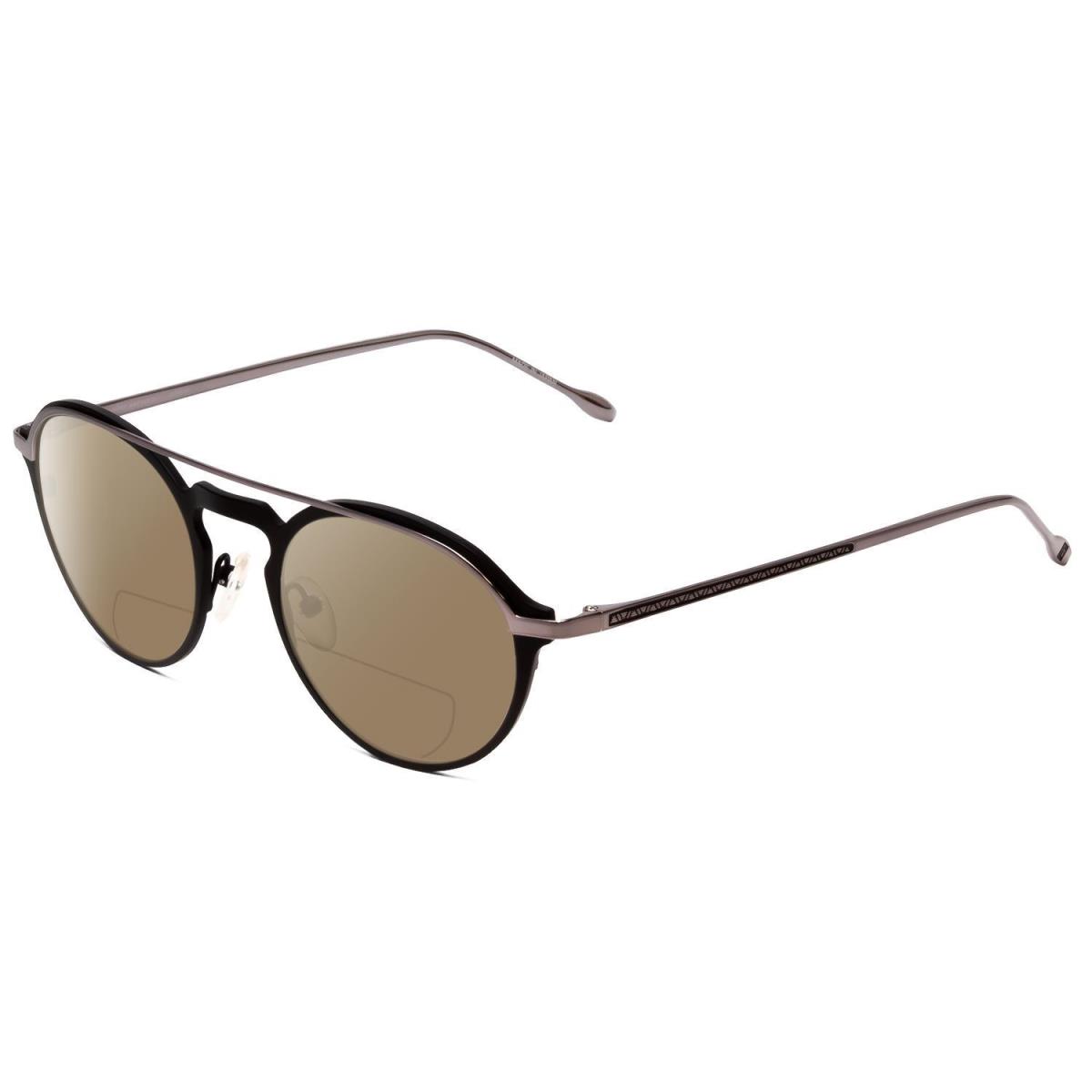 John Varvatos V160 Round Polarized Bi-focal Sunglasses Matte Black Silver 50 mm - Frame: Multicolor, Lens: Brown