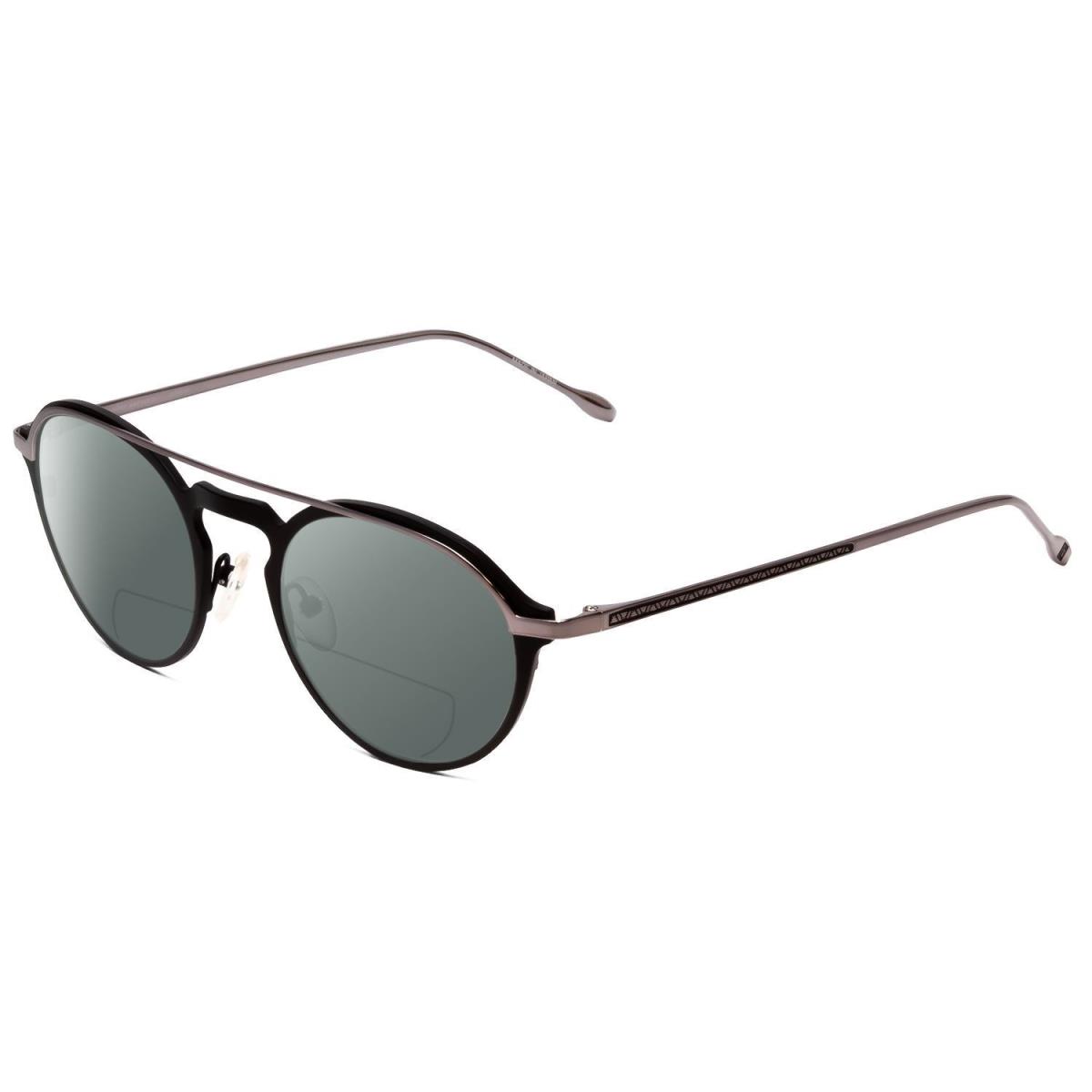 John Varvatos V160 Round Polarized Bi-focal Sunglasses Matte Black Silver 50 mm Grey