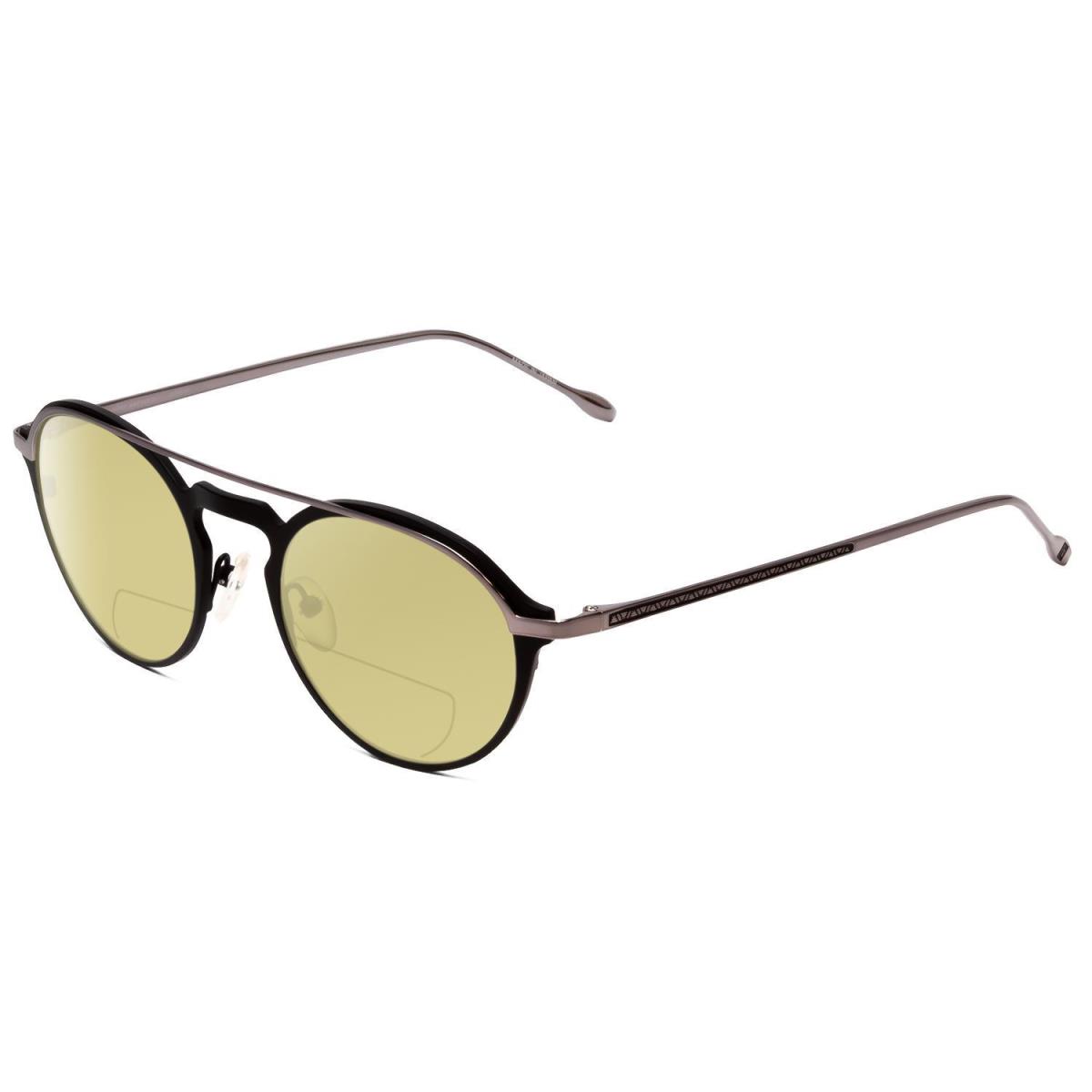 John Varvatos V160 Round Polarized Bi-focal Sunglasses Matte Black Silver 50 mm Yellow