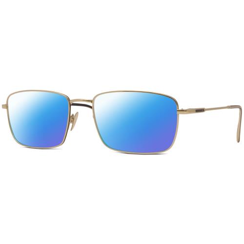 John Varvatos V184 Unisex Designer Polarized Sunglasses in Gold Black 54mm 4 Opt Blue Mirror Polar