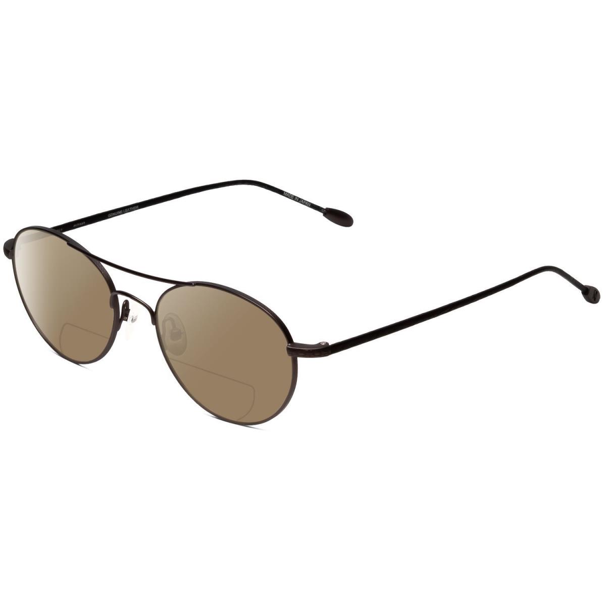 John Varvatos V158 Polarized Bi-focal Sunglasses in Gunmetal Black Leather 51 mm - Frame: Multicolor, Lens: Green Mirror