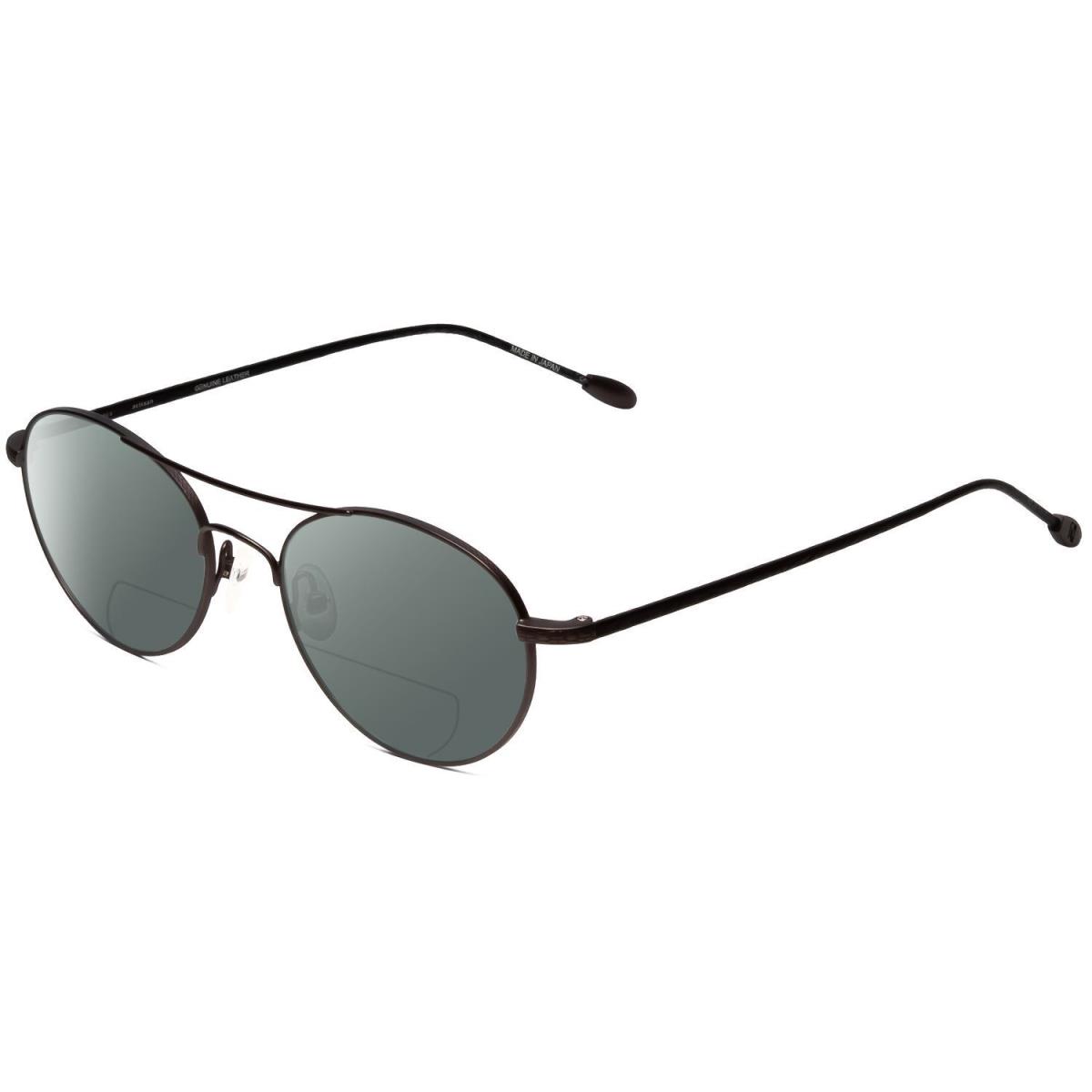 John Varvatos V158 Polarized Bi-focal Sunglasses in Gunmetal Black Leather 51 mm Grey