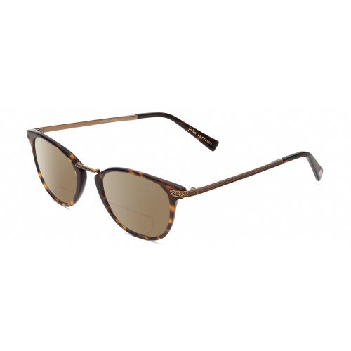 John Varvatos V372 Unisex Polarized Bifocal Sunglasses Tortoise Havana Gold 48mm Brown