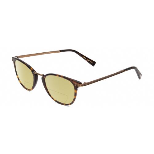 John Varvatos V372 Unisex Polarized Bifocal Sunglasses Tortoise Havana Gold 48mm Yellow