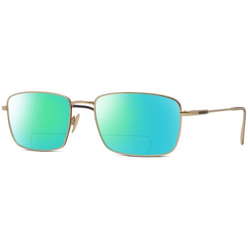 John Varvatos V184 Unisex Polarized Bifocal Sunglasses Gold Black 54mm 41 Option Green Mirror