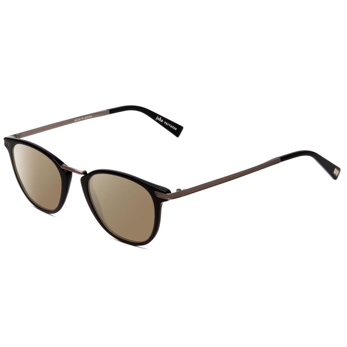 John Varvatos V372 Round Designer Polarized Sunglasses in Black 48 mm 4 Options Amber Brown Polar