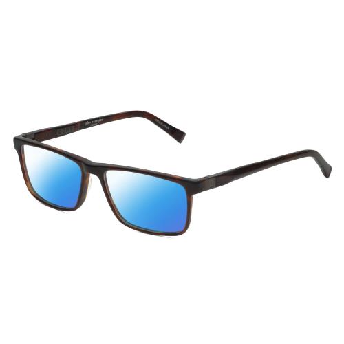 John Varvatos V404 Unisex Polarized Sunglass Brown Tortoise Gunmetal 56mm 4 Opt - Frame: Multicolor, Lens: Blue Mirror Polar