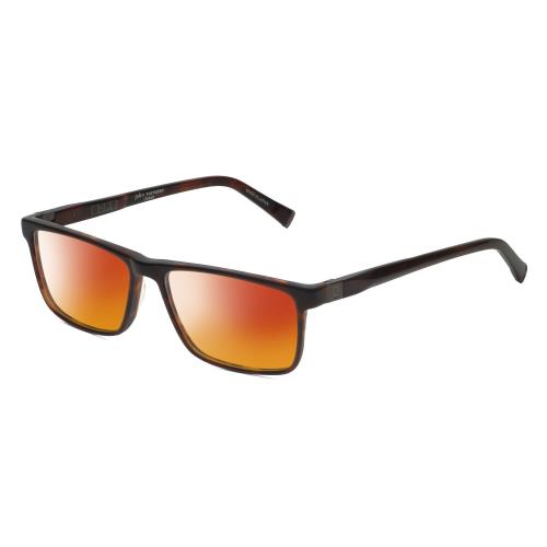 John Varvatos V404 Unisex Polarized Sunglass Brown Tortoise Gunmetal 56mm 4 Opt Red Mirror Polar