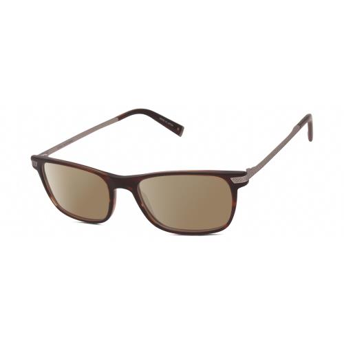 John Varvatos V412 Unisex Polarized Sunglasses Crystal Brown Silver 57 mm 4 Opt Amber Brown Polar