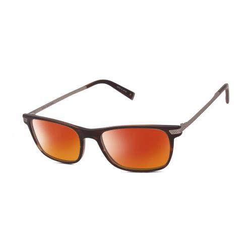 John Varvatos V412 Unisex Polarized Sunglasses Crystal Brown Silver 57 mm 4 Opt Red Mirror Polar