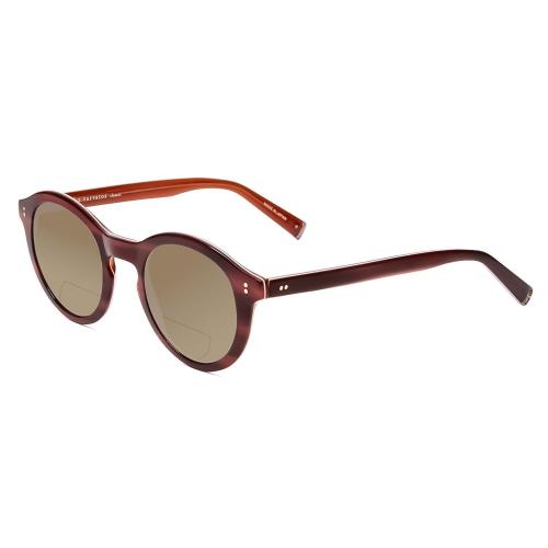 John Varvatos V519 Unisex Polarized Bi-focal Sunglasses in Crystal Red Horn 47mm Brown