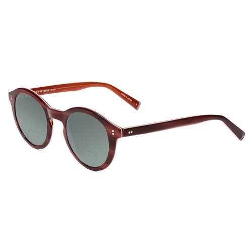 John Varvatos V519 Unisex Polarized Bi-focal Sunglasses in Crystal Red Horn 47mm Grey