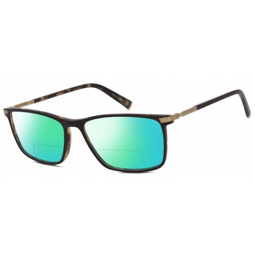 John Varvatos V408 Unisex Polarized Bifocal Sunglass Black Tortoise 58mm 41 Opt Green Mirror