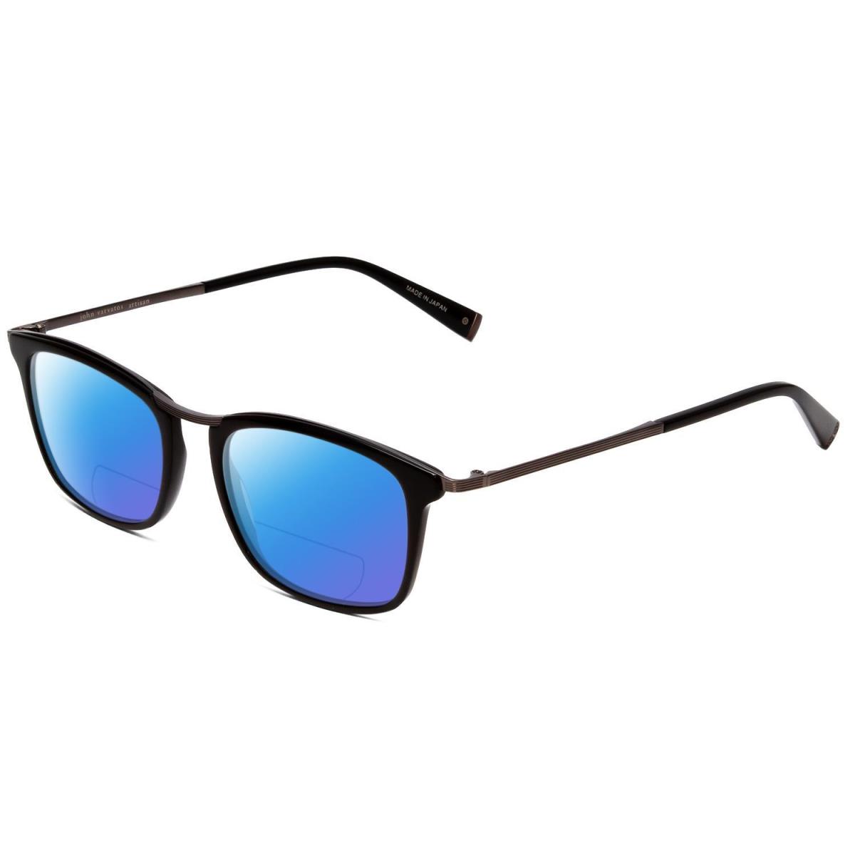 John Varvatos V375 Polarized Bi-focal Sunglasses in Black Gun Metal Silver 53 mm Blue Mirror