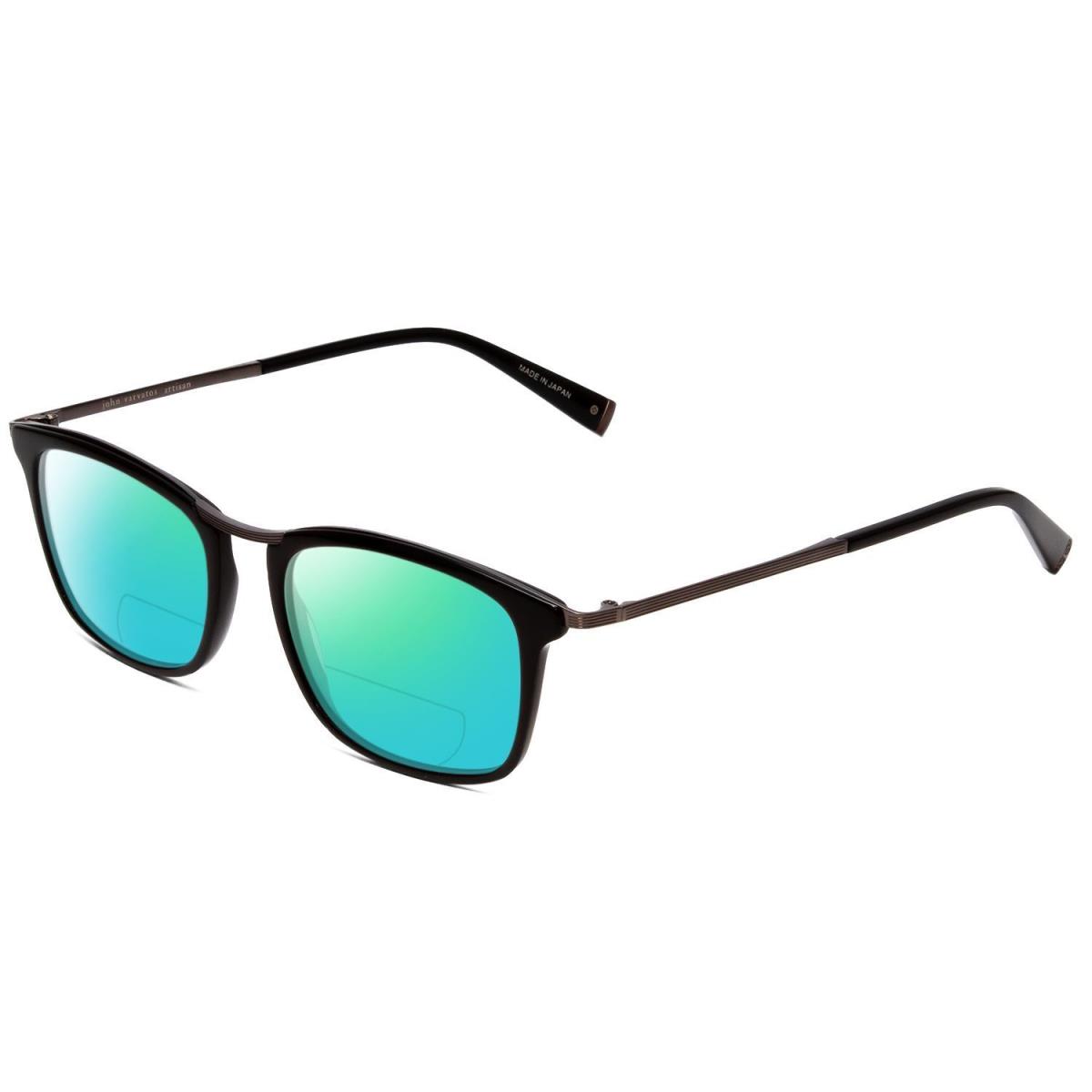 John Varvatos V375 Polarized Bi-focal Sunglasses in Black Gun Metal Silver 53 mm Green Mirror