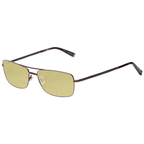 John Varvatos V148 Mens Polarized Bi-focal Sunglasses Choose Antique Brown 60 mm Yellow