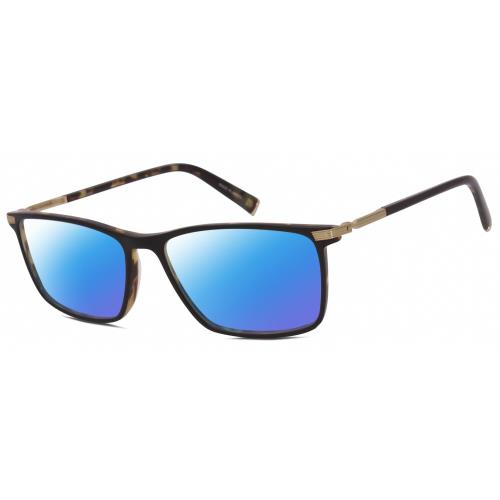 John Varvatos V408 Unisex Polarized Sunglasses Black Tortoise Gold 58mm 4 Option - Frame: Multicolor, Lens: Blue Mirror Polar