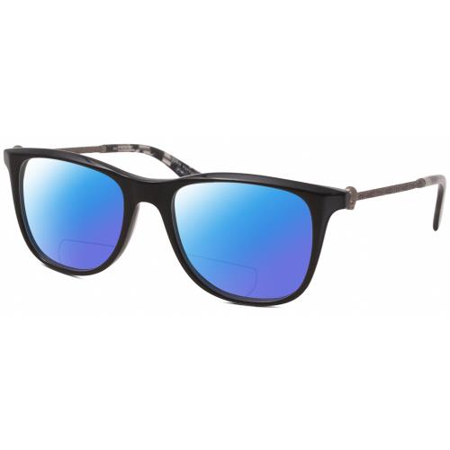 John Varvatos V418 Unisex Polarized Bifocal Sunglasses Black Gunmetal Skull 52mm Blue Mirror