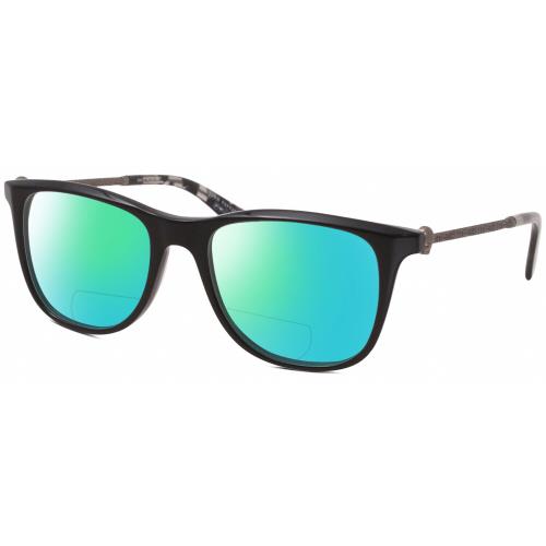 John Varvatos V418 Unisex Polarized Bifocal Sunglasses Black Gunmetal Skull 52mm Green Mirror