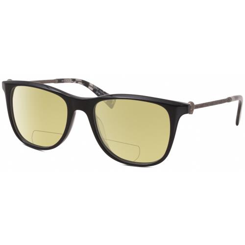 John Varvatos V418 Unisex Polarized Bifocal Sunglasses Black Gunmetal Skull 52mm Yellow