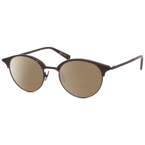 John Varvatos V407 Unisex Polarized Bifocal Sunglasses Brown Tortoise Black 50mm - Frame: Multicolor, Lens: Blue Mirror