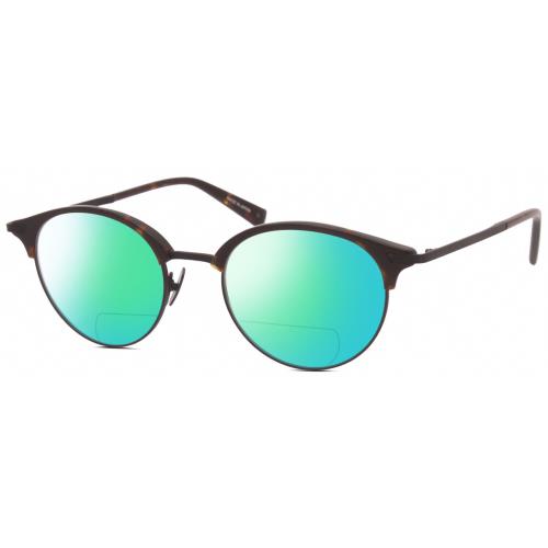 John Varvatos V407 Unisex Polarized Bifocal Sunglasses Brown Tortoise Black 50mm Green Mirror