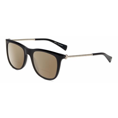 John Varvatos V544 Unisex Polarized Bifocal Sunglass in Black Silver Skull 54 mm Brown