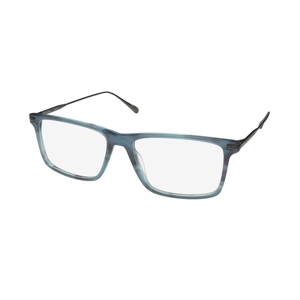 John Varvatos V403 Eyeglass Frame/glasses Rectangular Shaped Lenses Optical Mens Blue Horn