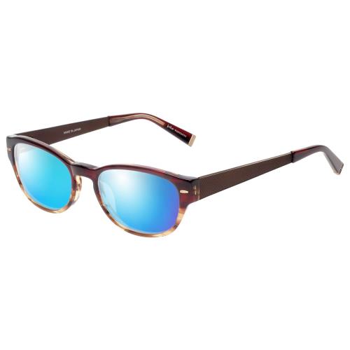 John Varvatos V355-REDWOOD Polarized Sunglasses Brown Tortoise Marble Crystal 51 Blue Mirror Polar