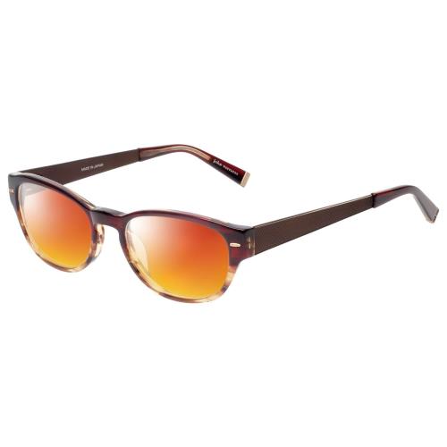 John Varvatos V355-REDWOOD Polarized Sunglasses Brown Tortoise Marble Crystal 51 Red Mirror Polar