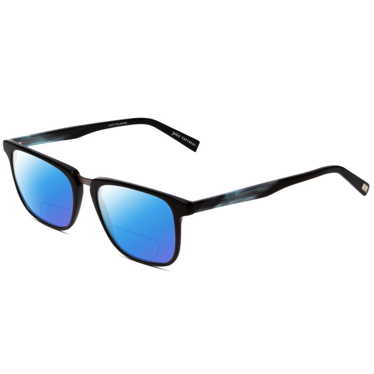 John Varvatos V373 Polarized Bi-focal Sunglasses Black Marble Blue 54 mm Options Blue Mirror