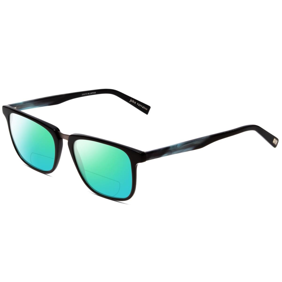 John Varvatos V373 Polarized Bi-focal Sunglasses Black Marble Blue 54 mm Options Green Mirror