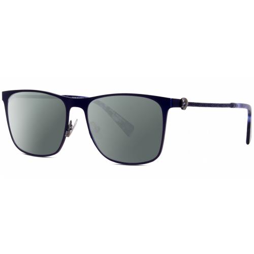 John Varvatos V182 Unisex Polarized Sunglass Navy Blue Gunmetal Skull 55mm 4 Opt Smoke Grey Polar