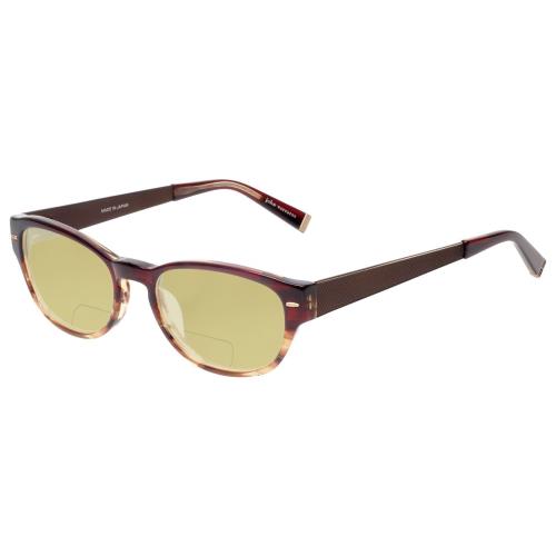 John Varvatos V355-REDWOOD Polarized Bi-focal Sunglass Brown Tortoise Marble 51 Yellow