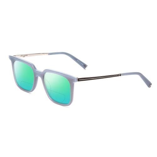 John Varvatos V521 Unisex Polarized Bi-focal Sunglasses Storm Crystal Blue 52 mm Green Mirror