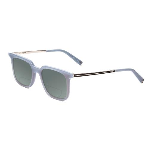 John Varvatos V521 Unisex Polarized Bi-focal Sunglasses Storm Crystal Blue 52 mm Grey