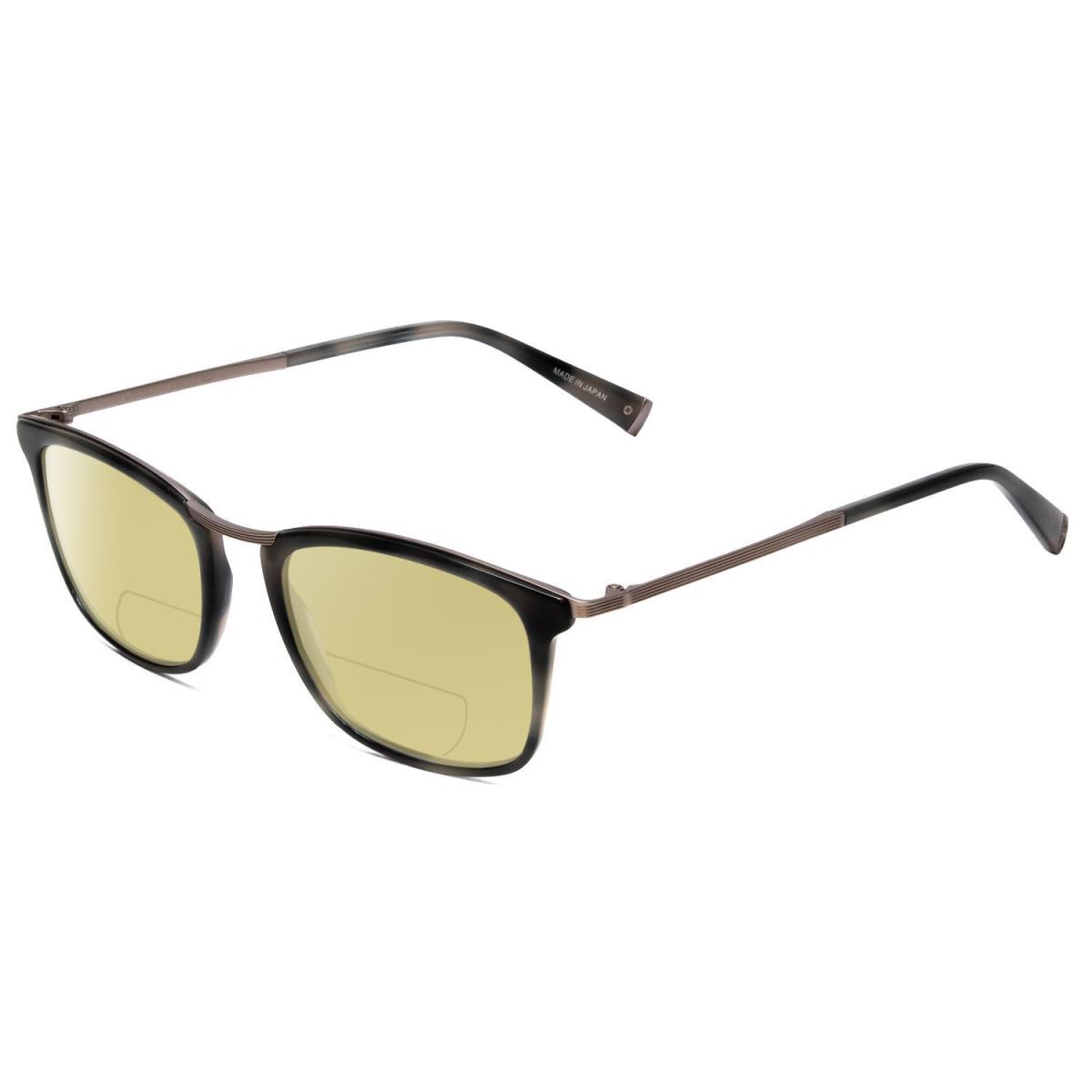 John Varvatos V375 Polarized Bifocal Sunglasses in Grey Marble Black Silver 53mm Yellow