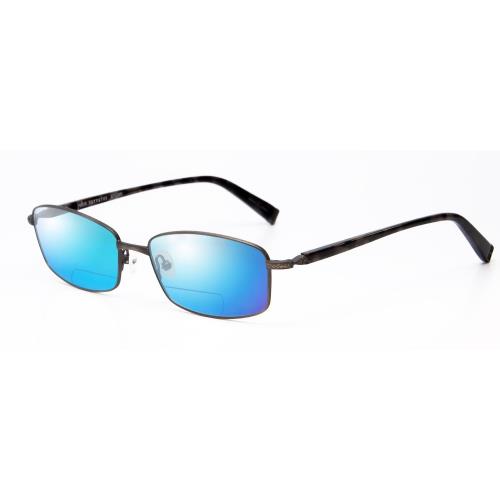 John Varvatos V150-GUN Polarized Bi-focal Sunglasses 41 Options Gun Metal 56 mm Blue Mirror