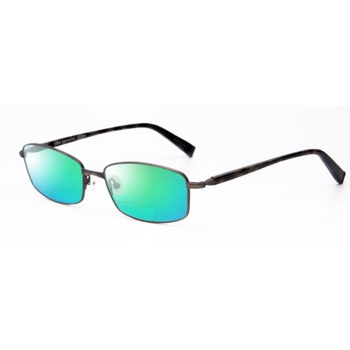 John Varvatos V150-GUN Polarized Bi-focal Sunglasses 41 Options Gun Metal 56 mm Green Mirror