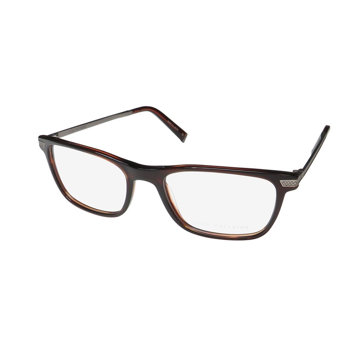 John Varvatos V412 Eyeglass Frame Japan Brown Rectangular Full-rim Plastic