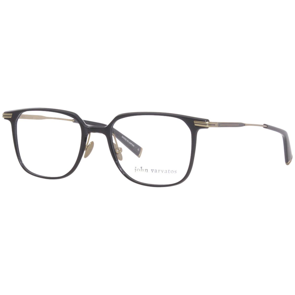 John Varvatos V414 Eyeglasses Frame Men`s Black Full Rim Round 52mm