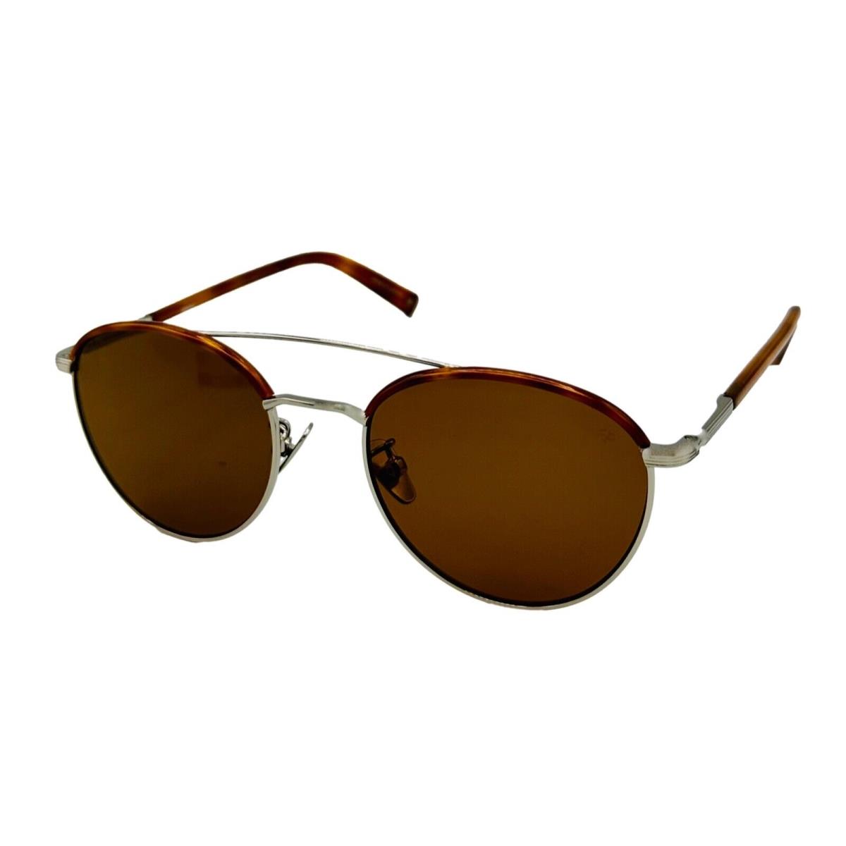 John Varvatos Mens Silver Havana Round Metal Sunglass Brown Lens V518