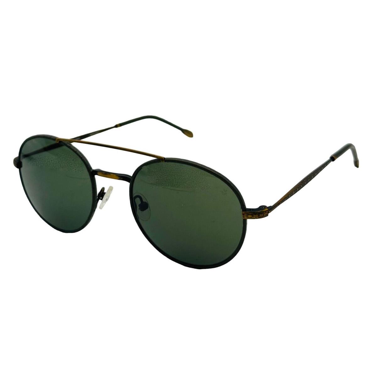 John Varvatos Mens Round Olive Metal Sunglass Green Lens V799