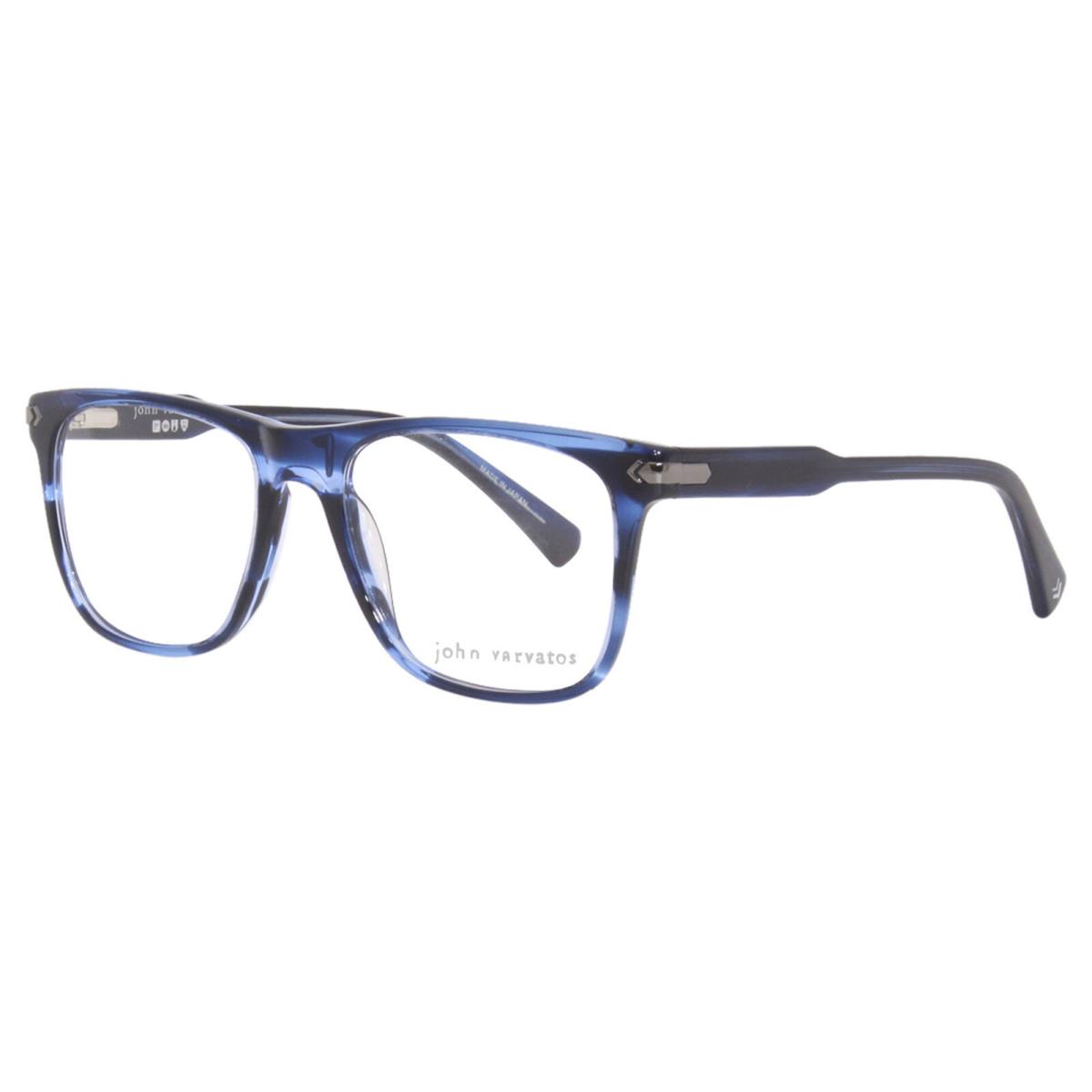 John Varvatos VJV422 Eyeglasses Men`s Blue Full Rim Square Optical Frame 54mm - Frame: Blue