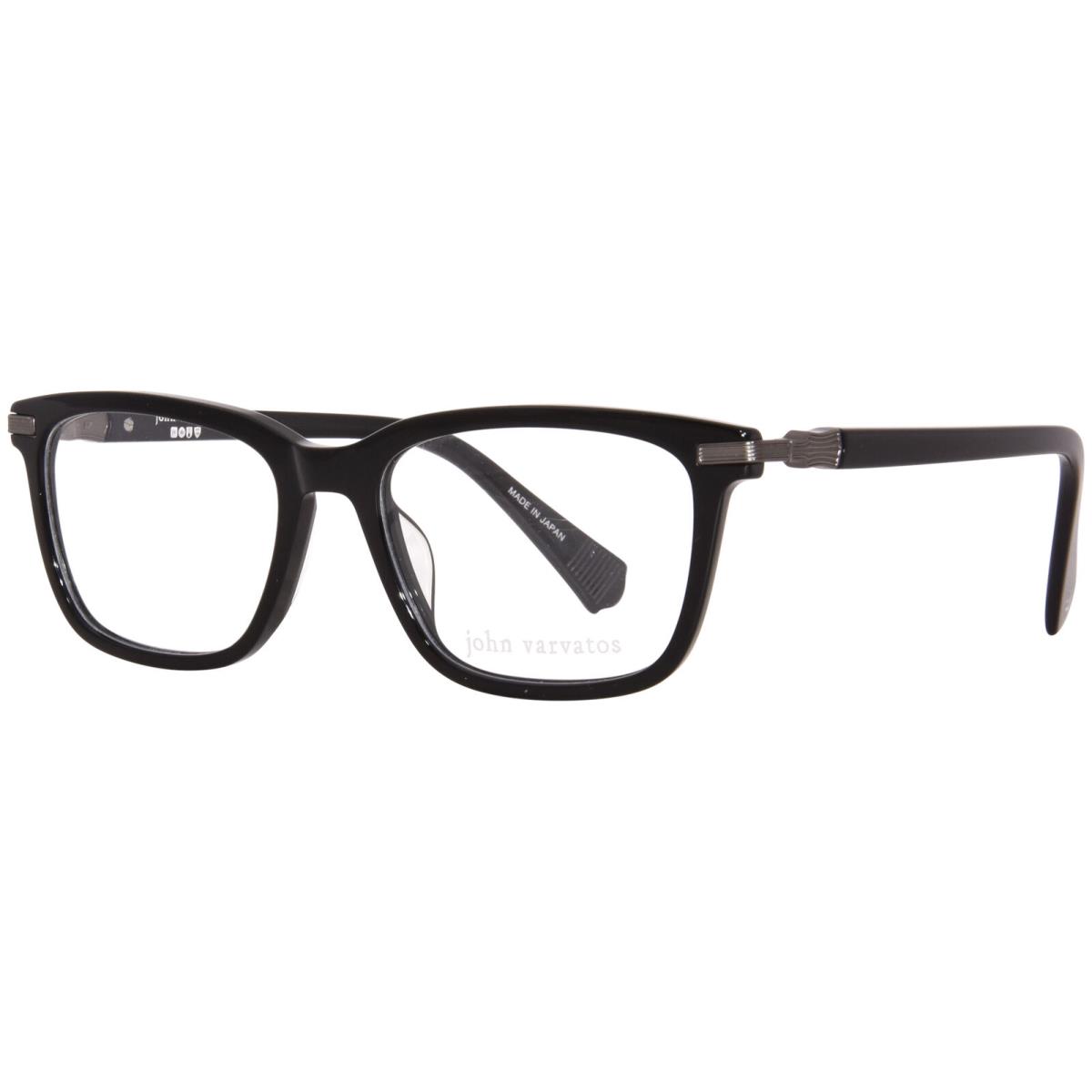 John Varvatos VJV428 Eyeglasses Frame Men`s Black Full Rim Square Shape 52mm