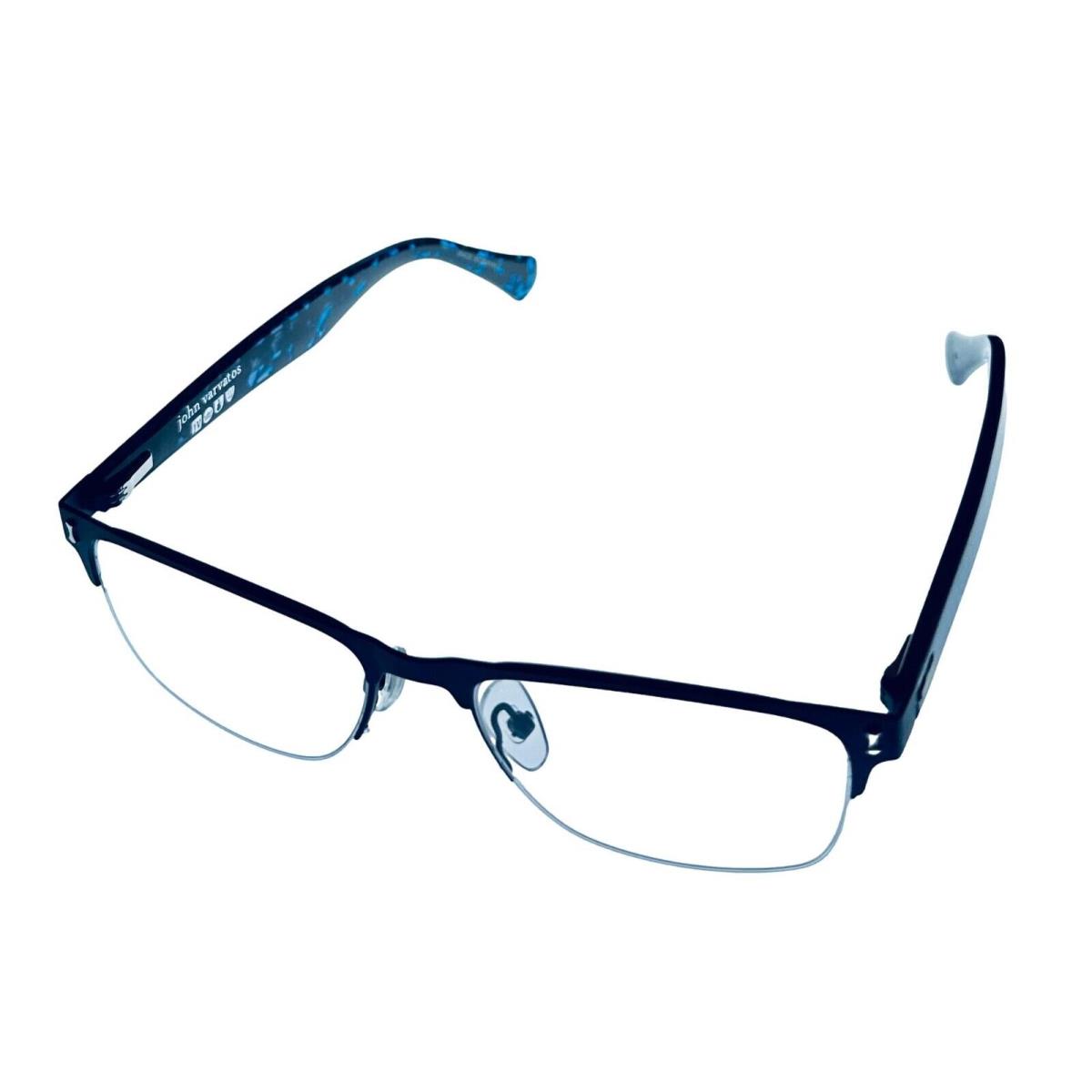 John Varvatos Rimless Rectangle Mens Navy Metal Eyewear Frame V181. 54mm